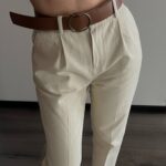 Blugi Crem (curea inclusă)