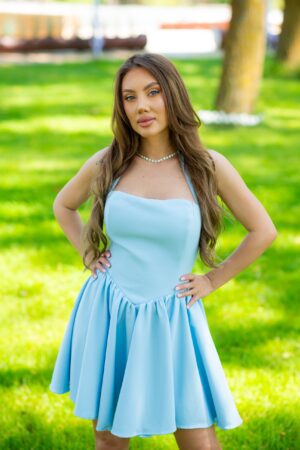 Rochie baby doll Rhea cambrata în partea de sus