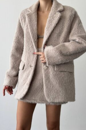 Blazer tip sacou din blăniță artificiala