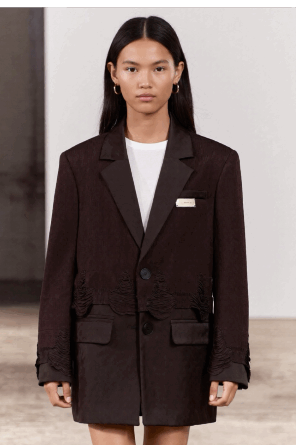 Sacou oversized cu detalii din tricot