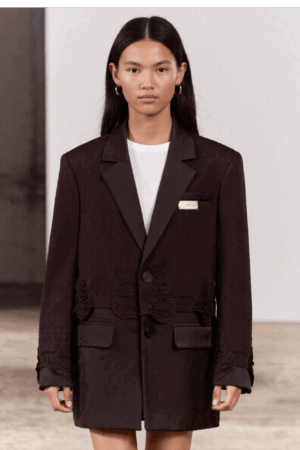 Sacou oversized cu detalii din tricot