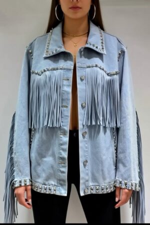Jacheta din Denim cu franjuri