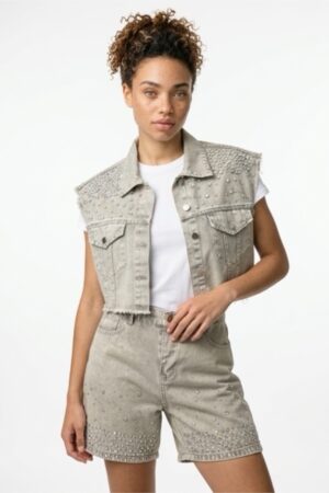 Compleu din denim vesta si pantaloni