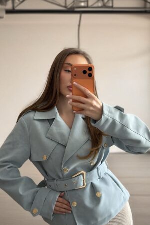 Jacheta din piele ecologica Baby Blue