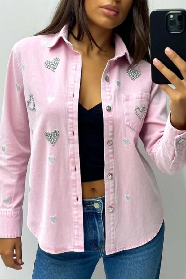 Camasa oversized din denim Pink