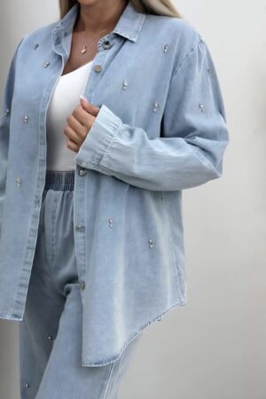 Compleu Denim cu cămașă și pantaloni