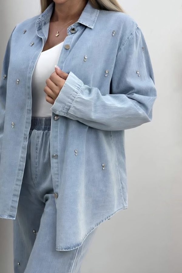 Compleu Denim cu cămașă și pantaloni